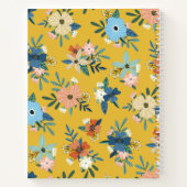 Retro Bloemen Geel Blauw Bloemen Patroon Recepten Notitieboek (Achterkant)