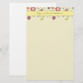 Retro bloemen · Geel · Stationery Briefpapier (Voorkant / Achterkant)