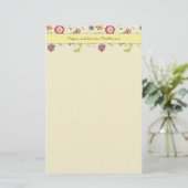 Retro bloemen · Geel · Stationery Briefpapier (Staand voorkant)