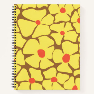 Retro Bloemen Gele Bloem Notitieboek