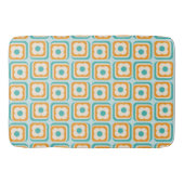 Retro Bloemen Geometrisch Patroon Aqua Sinaasappel Badmat (Voorkant)