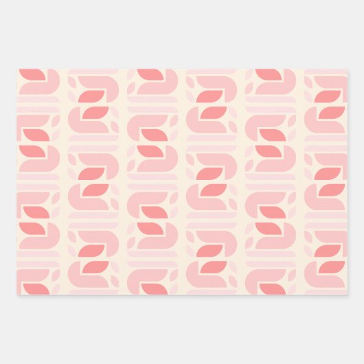 Retro bloemen geometrisch patroon inpakpapier vel (Voorkant 3)