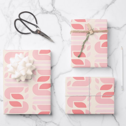 Retro bloemen geometrisch patroon inpakpapier vel (Voorkant)