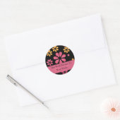Retro Bloemen Gepersonaliseerde Boekplaten : Roze Ronde Sticker (Envelop)