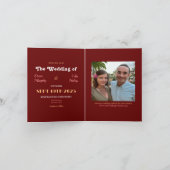 Retro Bloemen Gevouwen Bruiloft Uitnodiging (Binnen)