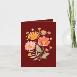 Retro Bloemen Gevouwen Bruiloft Uitnodiging