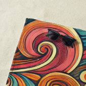 Retro Bloemen Golven met Sunburst Strandlaken (In situ)