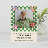 Retro Bloemen Groovy Foto 39e verjaardag Kaart (Staand voorkant)