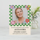 Retro Bloemen Groovy Foto 42e verjaardag Kaart (Staand voorkant)