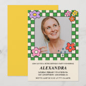 Retro Bloemen Groovy Foto 46e verjaardag Kaart (Voorkant / Achterkant)