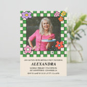 Retro Bloemen Groovy Foto 82e verjaardag Kaart (Staand voorkant)