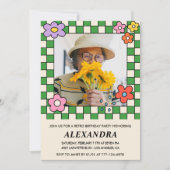 Retro Bloemen Groovy Foto 94e verjaardag Kaart (Voorkant)