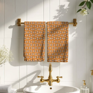 Retro Bloemen Handdoek Bruin Koper Bad Accent