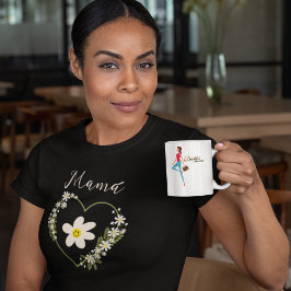  Retro Bloemen Hart Gelukkig Gezicht Spaans Mama T-shirt