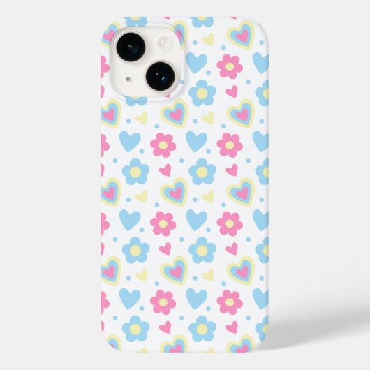 Retro Bloemen Harten Y2K Patroon Case-Mate iPhone Case (Achterkant)