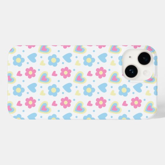Retro Bloemen Harten Y2K Patroon Case-Mate iPhone Case (Achterkant (horizontaal))
