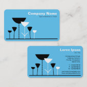 Retro Bloemen - Hemelsblauw Visitekaartje (Voorkant / Achterkant)