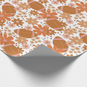 Retro Bloemen Herfst Herfst Vibes Football Patroon Cadeaupapier (Hoek)