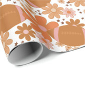 Retro Bloemen Herfst Herfst Vibes Football Patroon Cadeaupapier (Rol Hoek)
