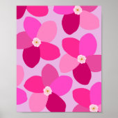 Retro Bloemen Hot Pink Poster (Voorkant)