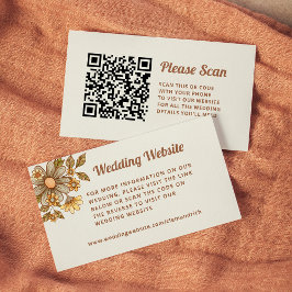 Retro Bloemen | Huwelijkswebsite QR Code Informatiekaartje