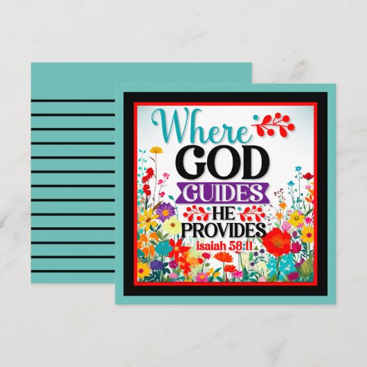 Retro Bloemen Inspirerend Feestdagenkaart (Voorkant / Achterkant)