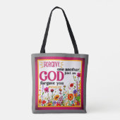 Retro Bloemen Inspirerend Tote Bag (Achterkant)