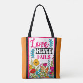 Retro Bloemen Inspirerend Tote Bag (Achterkant)