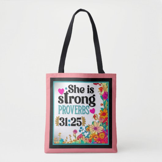 Retro Bloemen Inspirerend Tote Bag (Voorkant)
