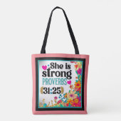 Retro Bloemen Inspirerend Tote Bag (Achterkant)