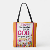 Retro Bloemen Inspirerend Tote Bag (Achterkant)