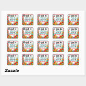 Retro Bloemen Inspirerend Vierkante Sticker (Vel)