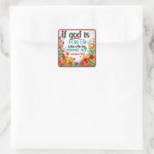 Retro Bloemen Inspirerend Vierkante Sticker (Tas)