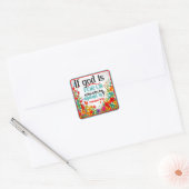 Retro Bloemen Inspirerend Vierkante Sticker (Envelop)