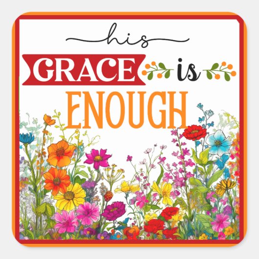 Retro Bloemen Inspirerend Vierkante Sticker (Voorkant)