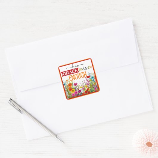 Retro Bloemen Inspirerend Vierkante Sticker (Envelop)