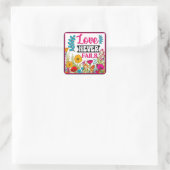 Retro Bloemen Inspirerend Vierkante Sticker (Tas)