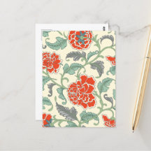 Retro bloemen Japanse stijl Rood Ivoor Groen
