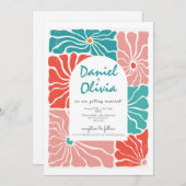 Retro Bloemen Kleurrijke bruiloft Kaart (Voorkant / Achterkant)