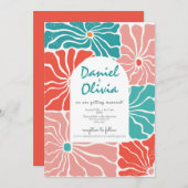 Retro Bloemen Kleurrijke bruiloft Kaart (Voorkant / Achterkant)