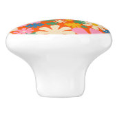 Retro Bloemen Kleurrijke jaren '60 70 Bloemen Patr Keramische Knop (Zijkant)