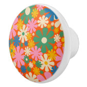 Retro Bloemen Kleurrijke jaren '60 70 Bloemen Patr Keramische Knop (Rechts)