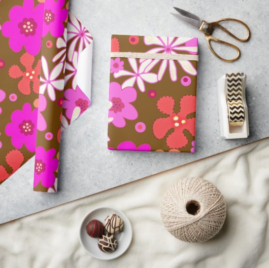 Retro Bloemen Kunst Cadeaupapier (Crafts)