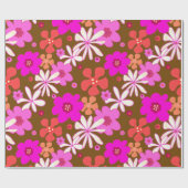Retro Bloemen Kunst Cadeaupapier (Vlak)