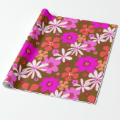 Retro Bloemen Kunst Cadeaupapier (Uitgerold)