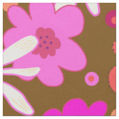 Retro Bloemen Kunstpatroon Roze Bruin Stof (Close Up)