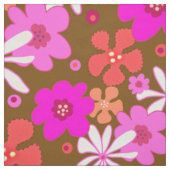 Retro Bloemen Kunstpatroon Roze Bruin Stof (Swatch)
