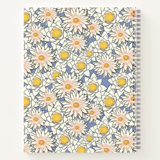 retro bloemen l Elegant patroon l Blue Notitieboek (Achterkant)