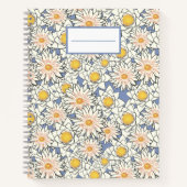  retro bloemen l Elegant patroon l Blue Notitieboek (Voorkant)