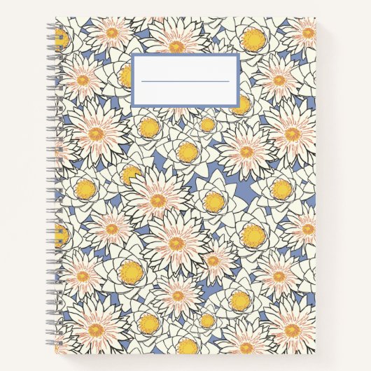 retro bloemen l Elegant patroon l Blue Notitieboek (Voorkant)